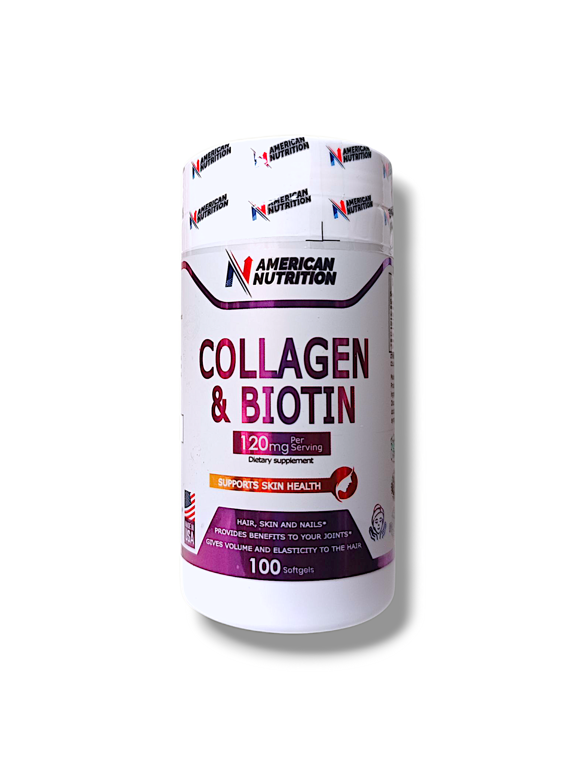 BIOTINA + COLAGENO HIDROLIZADO - 100 CÁPSULAS AMERICAN NUTRITION