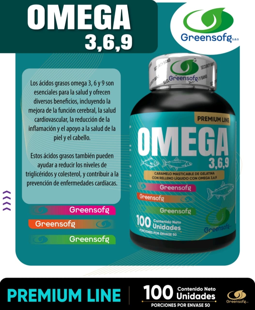OMEGA 3, 6 Y 9 - 100 CÁPSULAS GREENSOFG