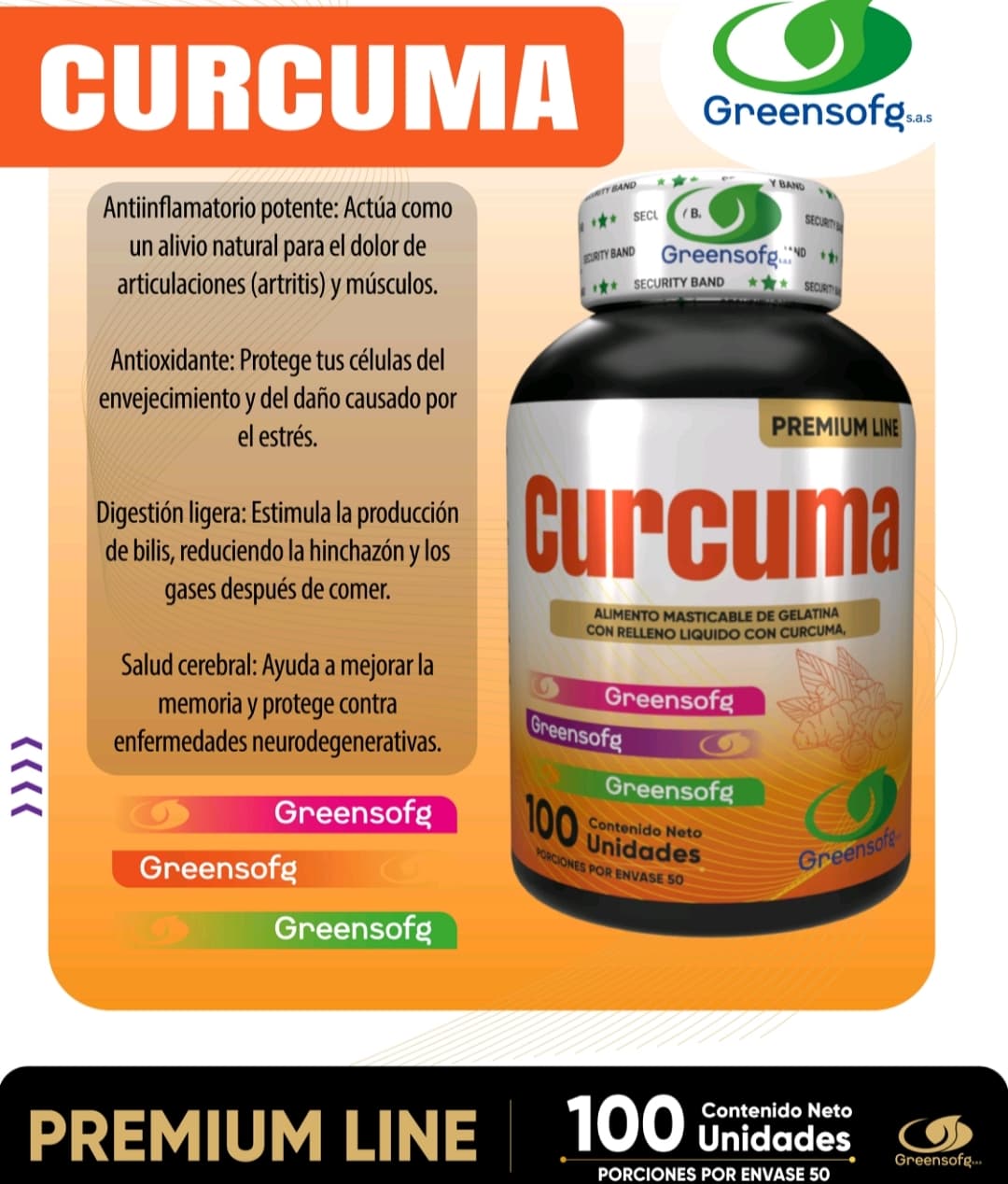 CURCUMA - 100 CÁPSULAS GREENSOFG