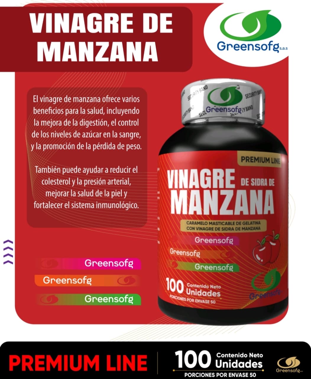 VINAGRE DE MANZANA - 100 CÁPSULAS GREENSOFG