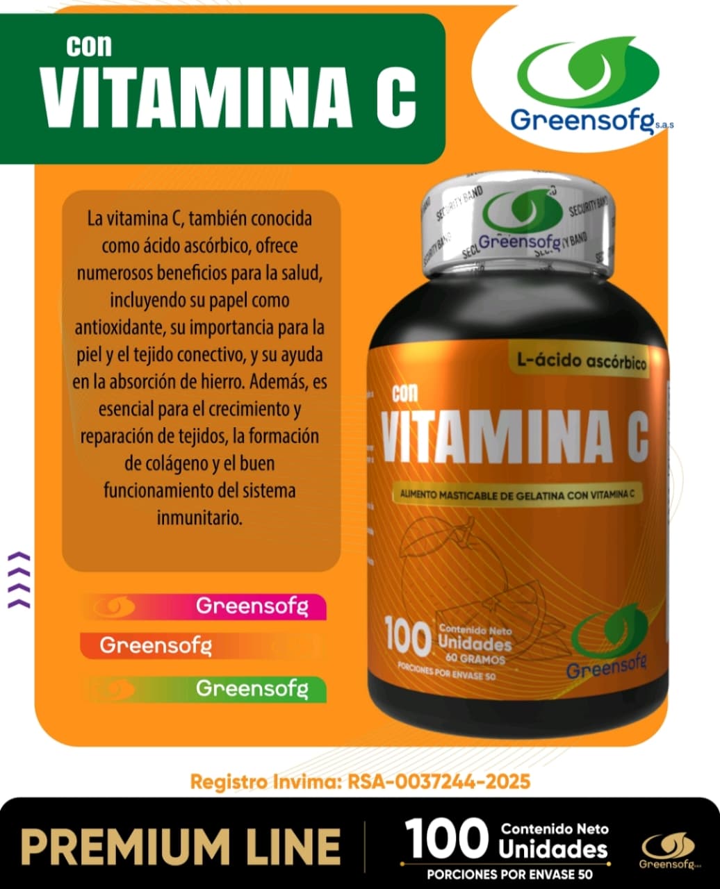 VITAMINA C - 100 CÁPSULAS GREENSOFG