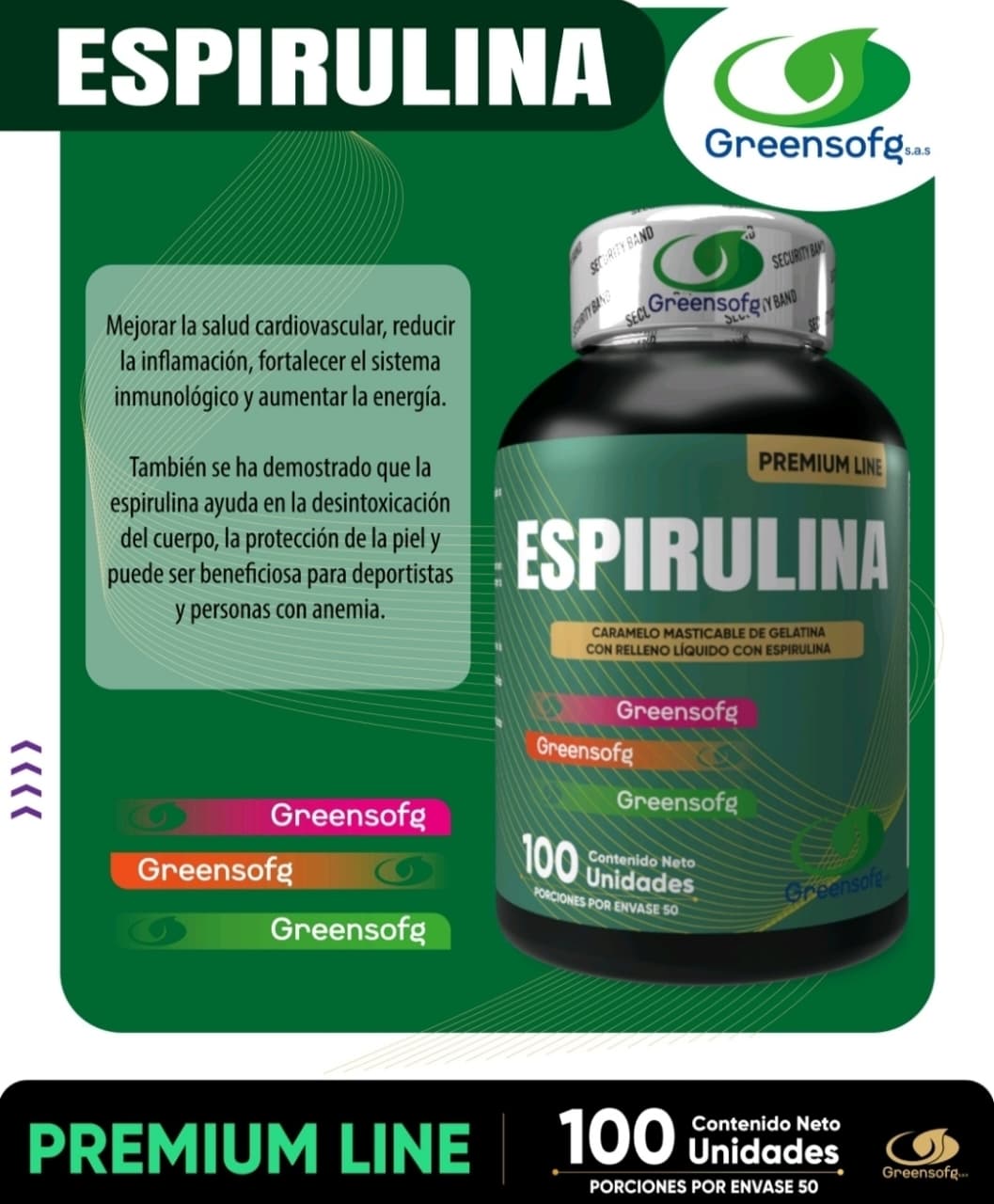 ESPIRULINA - 100 CÁPSULAS GREENSOFG
