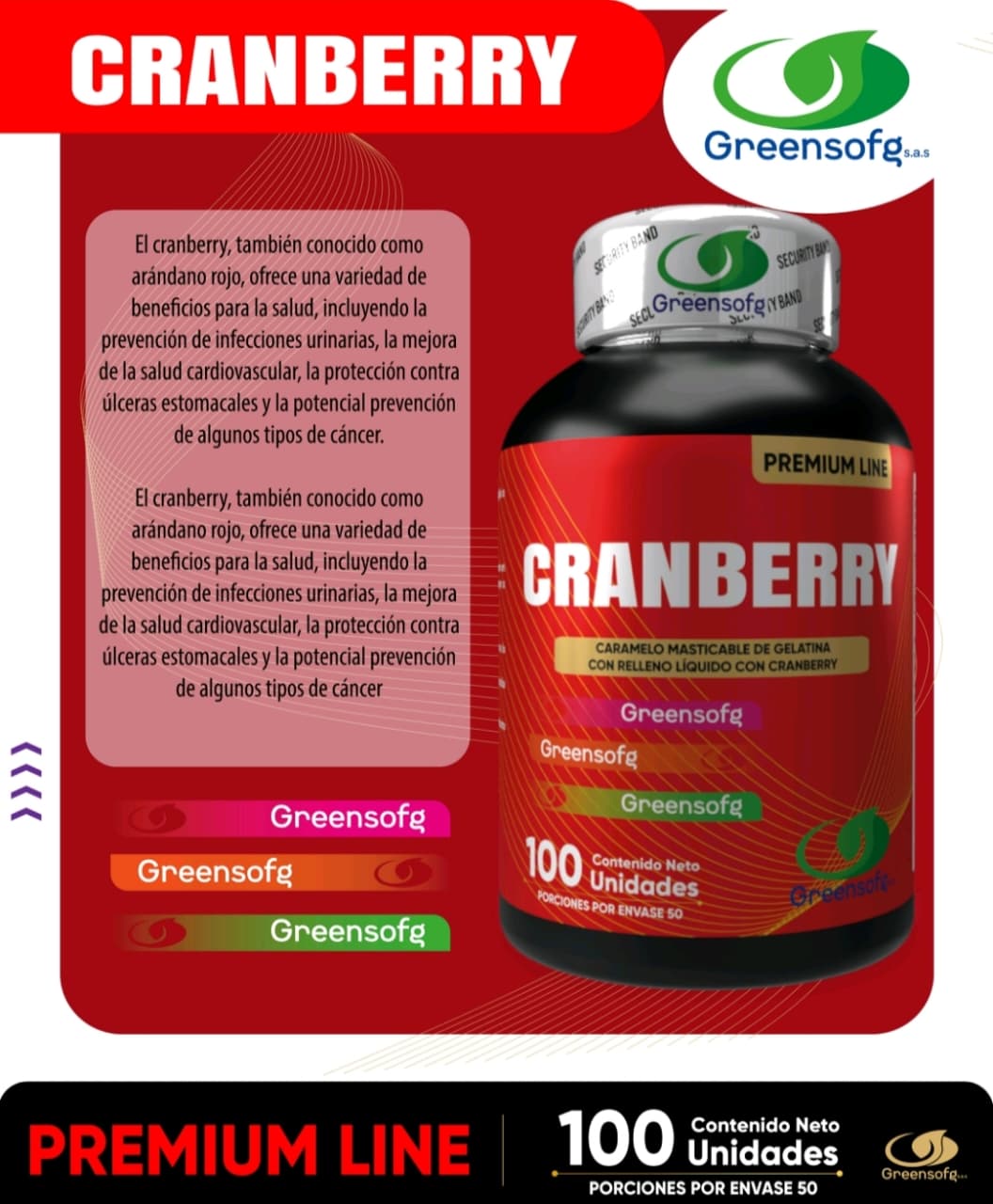 CRANBERRY - 100 CÁPSULAS GREENSOFG