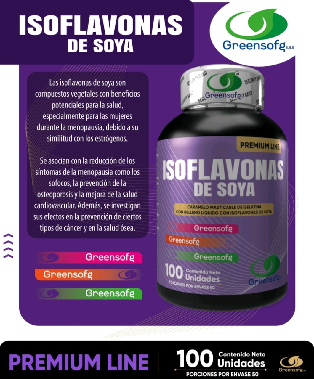 ISOFLAVONAS DE SOYA - 100 CÁPSULAS GREENSOFG
